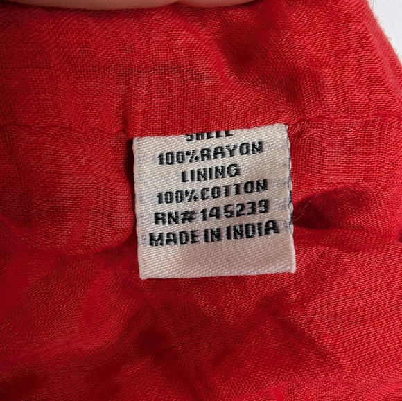 Sim & Sam Red Skinny Strap V Neck Eyelet Tiered Dress  Woman Medium - Picture 5 of 9